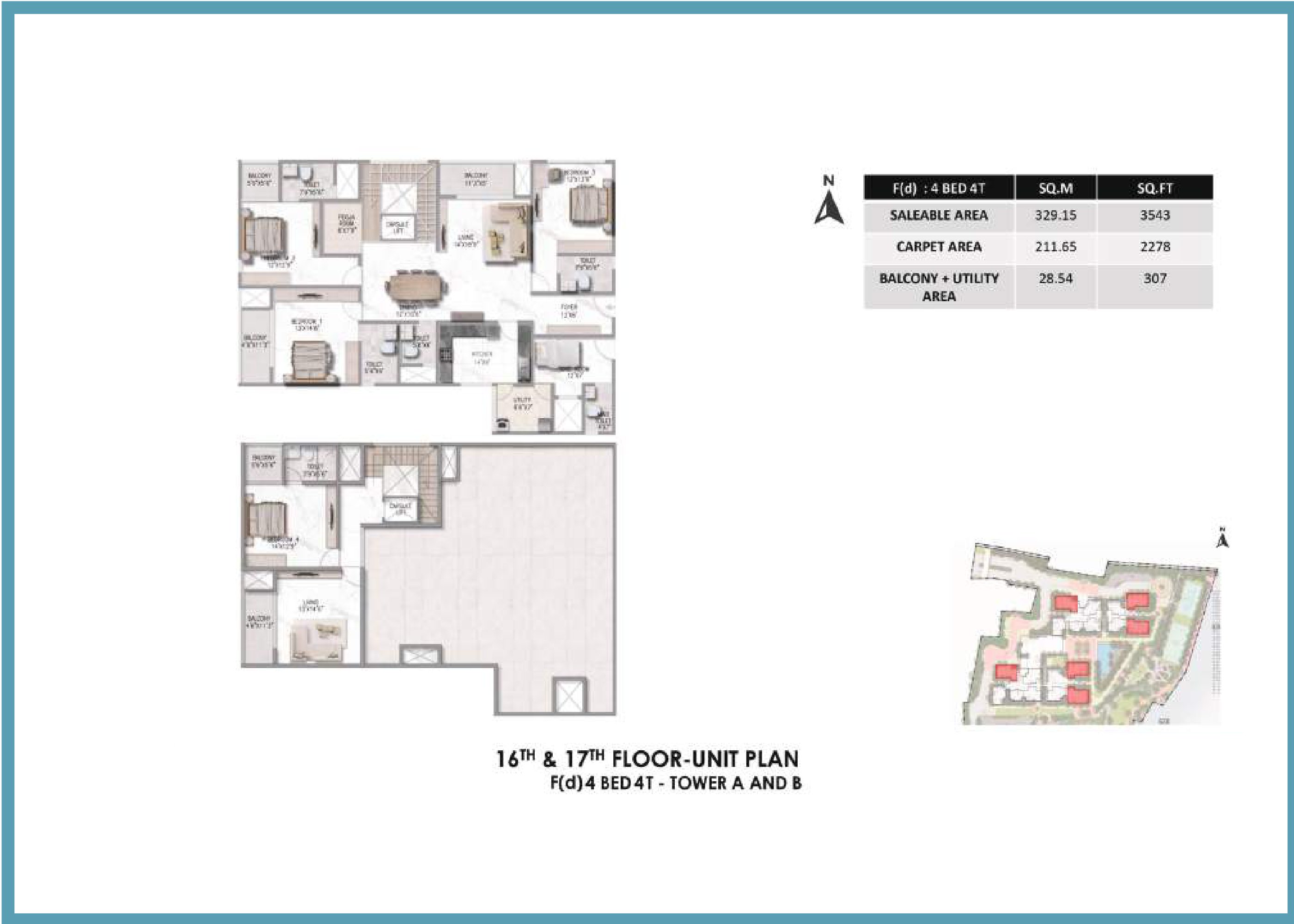 Prestige Somerville 4 BHK Floor Plan